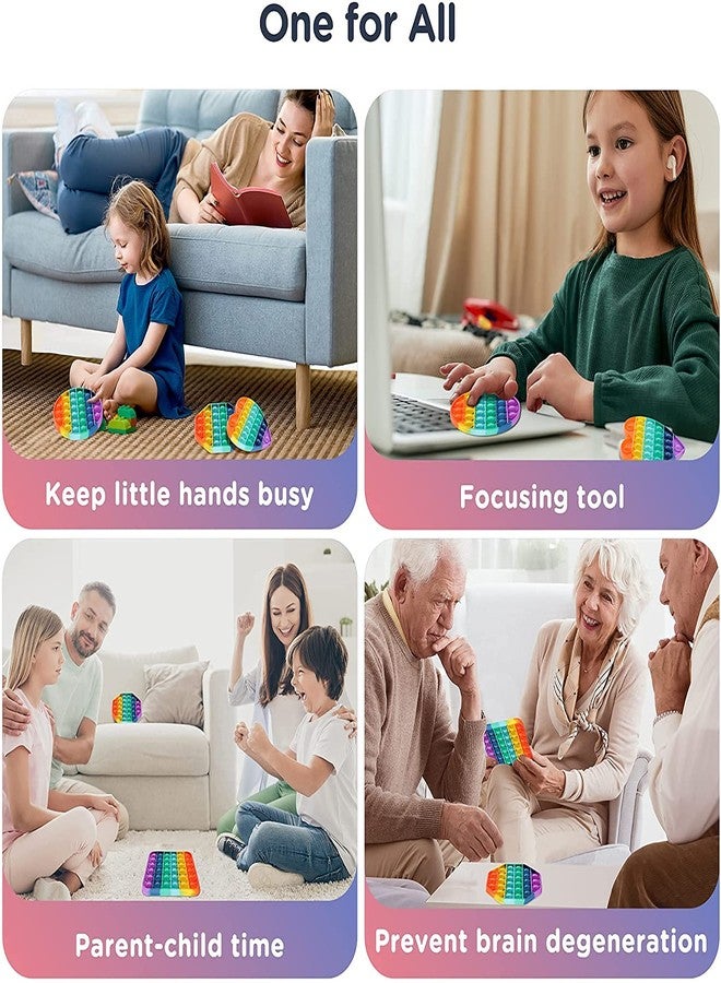 AKRIZA Push Bubble Fidget Toy, Bubble Game with Popping Sound Silicone Sensory Toy Anxiety Stress Reliever Autism Learning Materials Gift for Kids Teens Adults (Rainbow 3-Pack) - Image 4